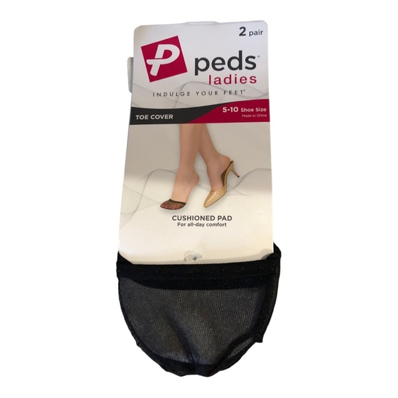 4 pairs - Peds ladies black cushioned foot pad toe covers new‎ - Picture 3 of 9